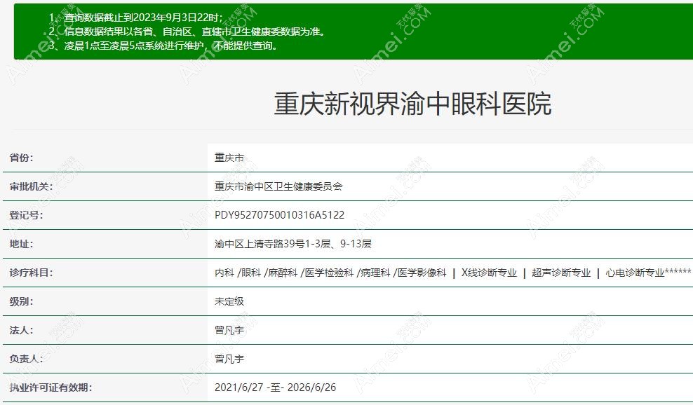 重庆新视界渝中眼科医院是几级医院?未定级/做晶体手术有名