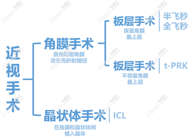 國(guó)內(nèi)常見(jiàn)的近視矯正手術(shù)類型