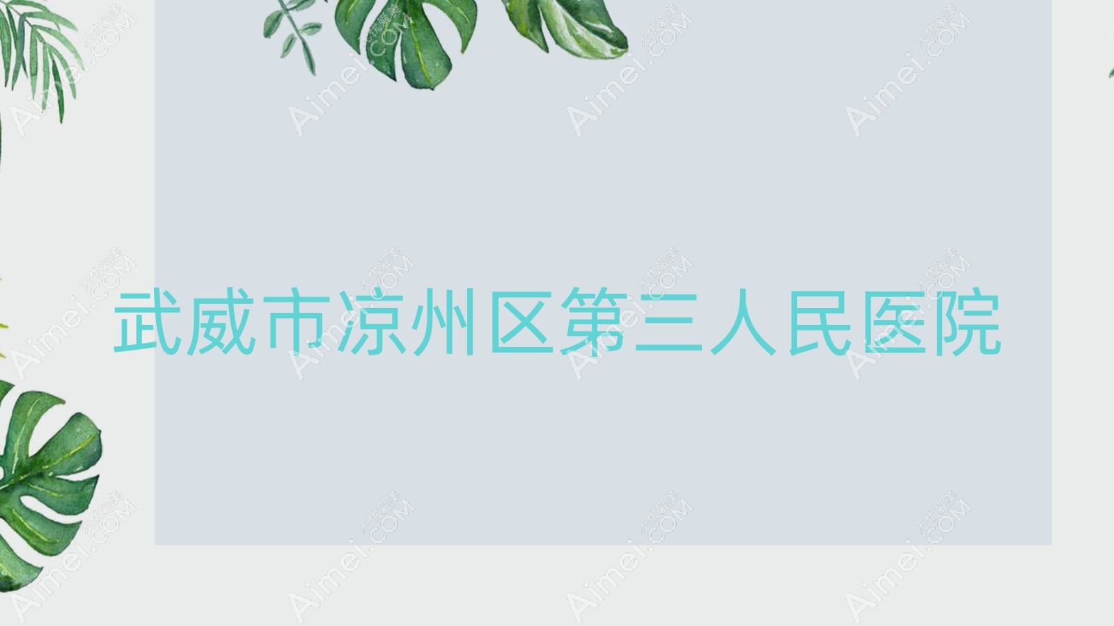 武威市凉州区第三人民医院 武威市凉州区第三人民医院