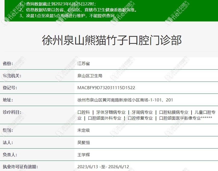 徐州泉山熊猫竹子口腔门诊部