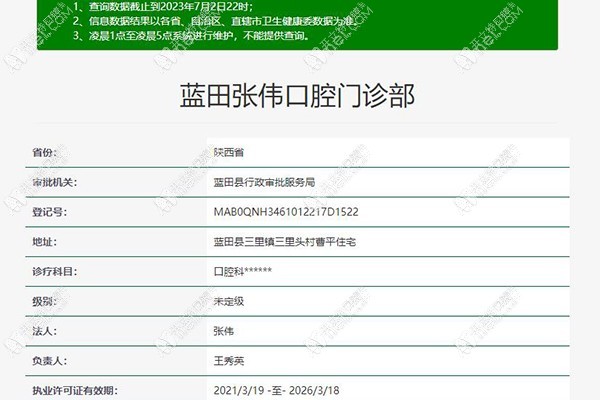 西安蓝田张伟口腔门诊部