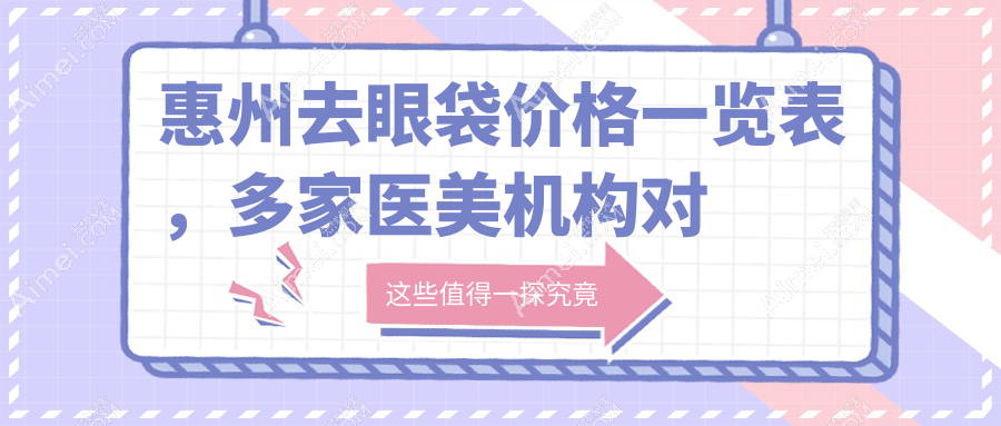 惠州去眼袋价格一览表,多家医美机构对比,含伊丽莎白、中信、时光等名医美