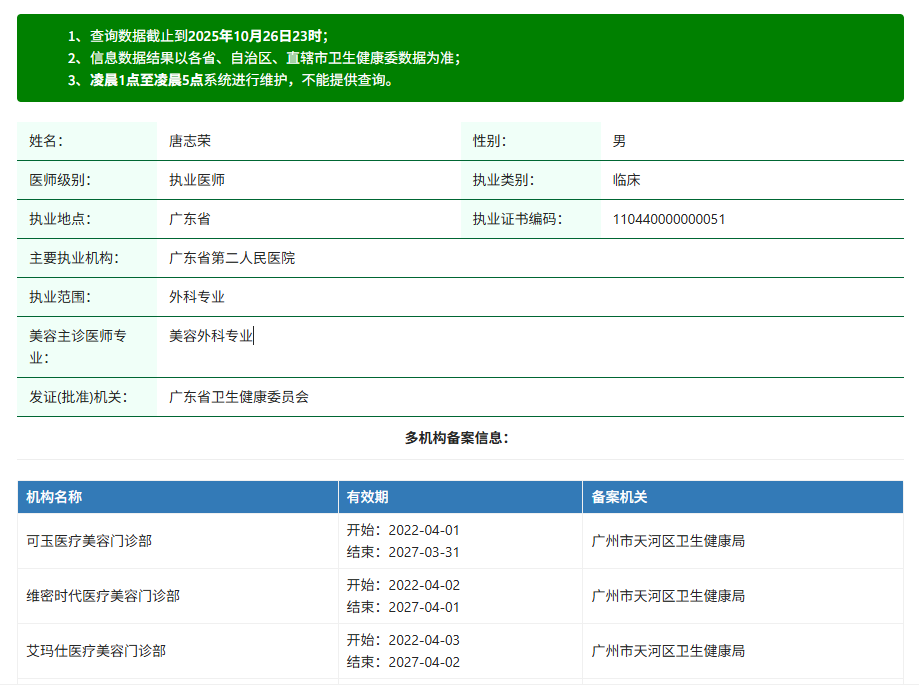 唐志荣医生正规资质