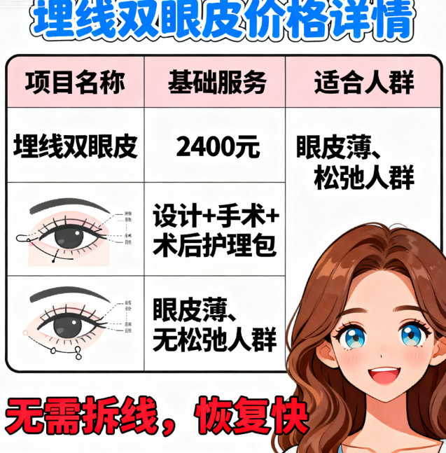 我了解沈阳陈龙双眼皮价格，埋线2400元起、全切3200元起，收费公开透明