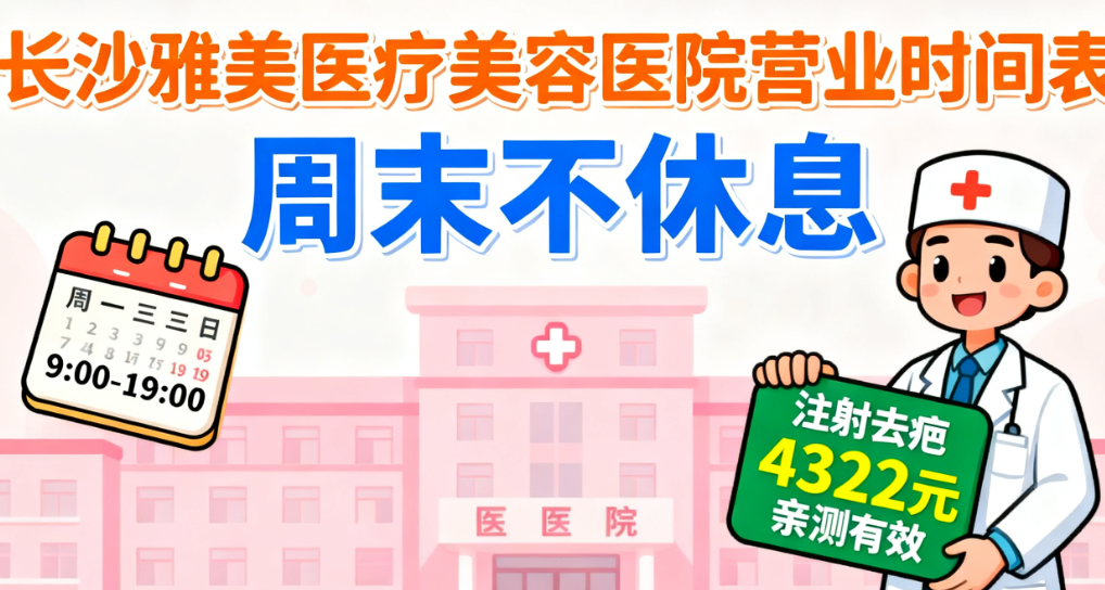 长沙雅美医疗美容医院营业时间表来啦！周末不休息，注射去疤4322元亲测有效