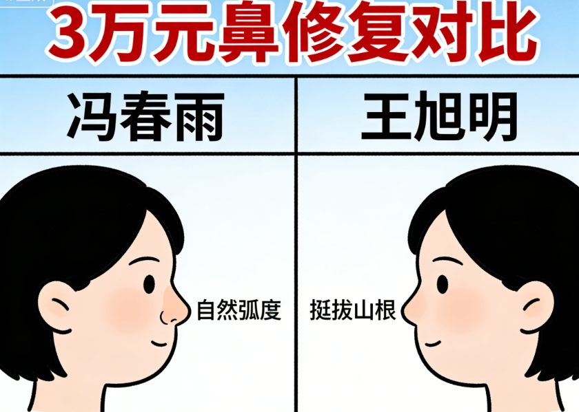 花3万块对比成美冯春雨和王旭明鼻修复,结果有点意外