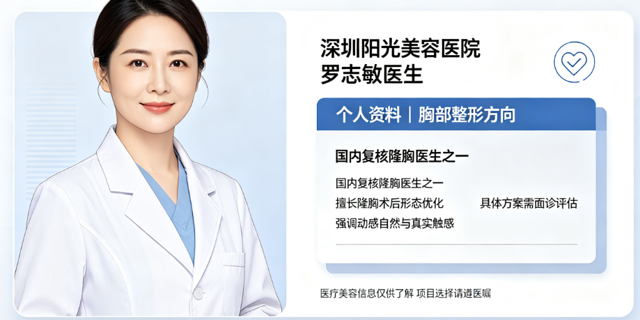 深圳阳光美容医院罗志敏个人资料！主打胸部整形，国内复核隆胸医生之一，术后成效动感自然